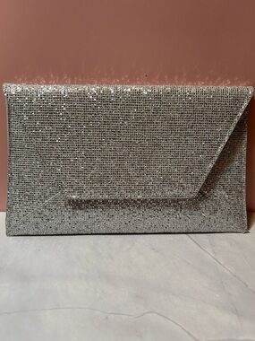 Silver Sparkle Envelope Clutch - Elegant Evening Bag